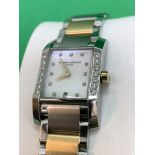 BAUME & MERCIER STEEL & GOLD DIAMOND SET WATCH