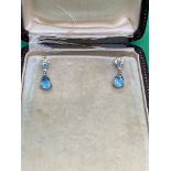 9ct GOLD BLUE TOPAZ DROP EARRINGS