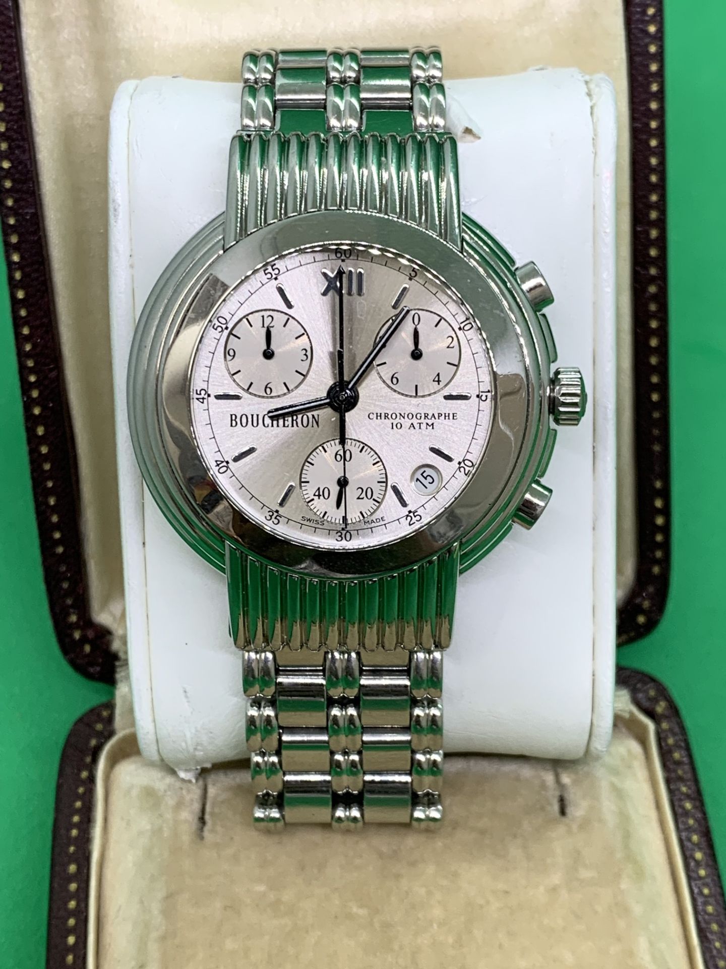 BOUCHERON CHRONOGRAPH STAINLESS STEEL WATCH