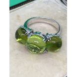 DESIGNER DAVID ROSAS 18ct GOLD PERIDOT? & DIAMOND SET RING - 13.5 GRAMS