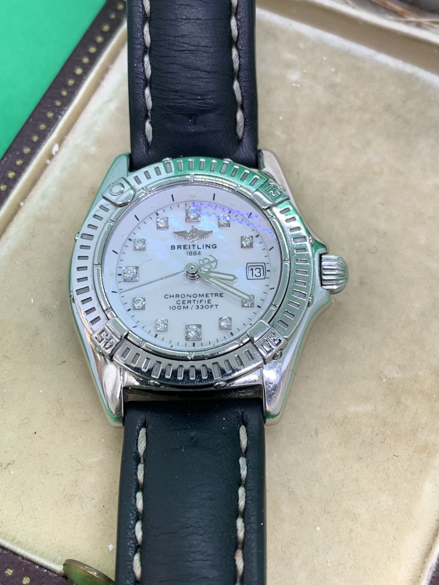 BREITLING LADIES WATCH SET WITH MOTHER OF PEARL DIAMOND DIAL