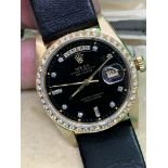 ROLEX 18ct GOLD WATCH WITH DIAMOND BEZEL