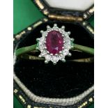 9ct GOLD RUBY & DIAMOND RING