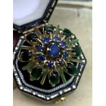 18ct GOLD SAPPHIRE & SEMI PRECIOUS STONES SET RING