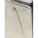 18ct GOLD TIE PIN WITH DIAMOND SOLITAIRE 0.40ct