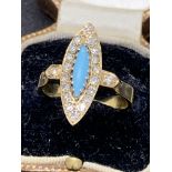 18ct GOLD TURQUOISE & DIAMOND SET RING