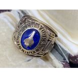 10k GRADUATION NEW YORK UNIVERSITY RING SET WITH BLUE STONE