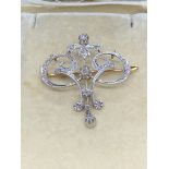 ANTIQUE ART DECO 18ct GOLD DIAMOND SET BROOCH