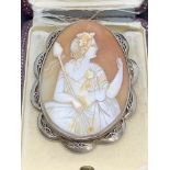 SILVER ANTIQUE CAMEO BROOCH