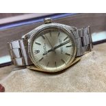 GENTS 36MM 14ct Solid Gold ROLEX OYSTER PERPETUAL SOLID GOLD WATCH with a 9ct Gold Rolex Strap