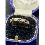 9ct GOLD SAPPHIRE & DIAMOND HALF ETERNITY RING