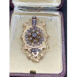 FRENCH GOLD DIAMOND SET BROOCH / PENDANT