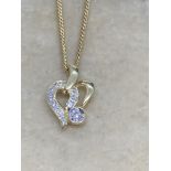 18ct GOLD DIAMOND SET HEART PENDANT WITH 18ct GOLD CHAIN
