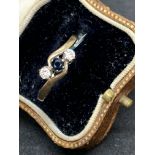 9ct GOLD SAPPHIRE & DIAMOND RING