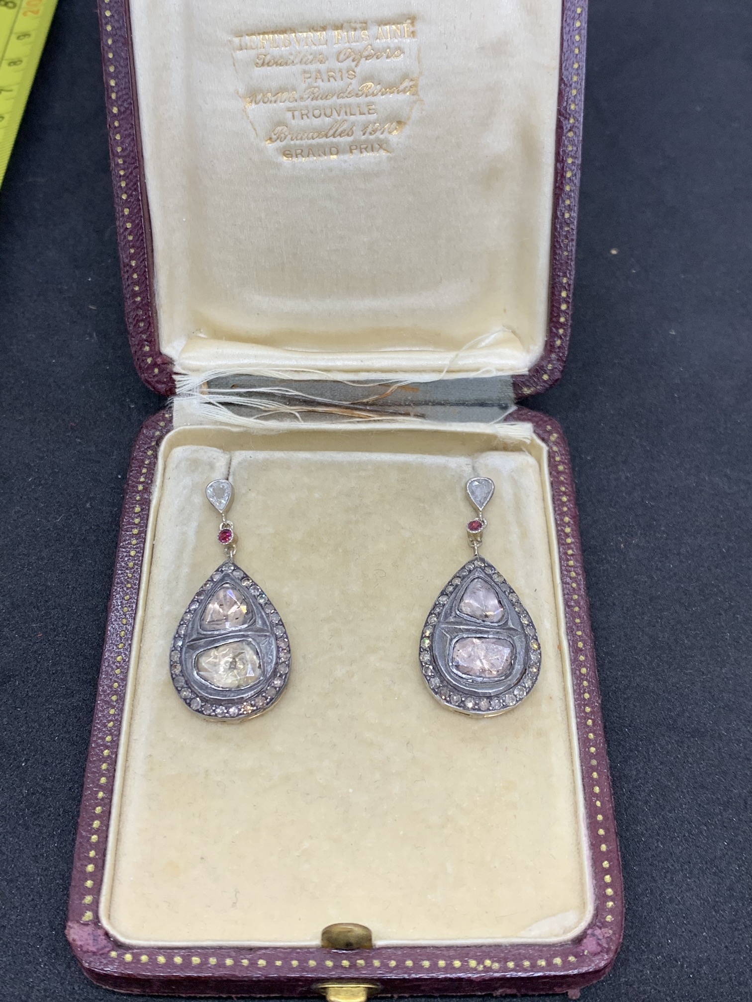 ROSE CUT DIAMOND EARRINGS - GILT/GOLD/SILVER - Image 6 of 7