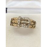 9ct GOLD DIAMOND SET BUCKLE RING