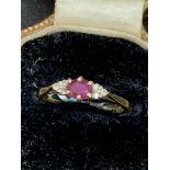 9ct GOLD RUBY & DIAMOND RING