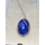 14ct GOLD LAPIS PENDANT WITH 9ct GOLD CHAIN