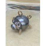 TAHITIAN PEARL, GOLD & DIAMOND PIG PENDANT - UNUSUAL