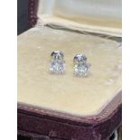 1.58ct DIAMOND SOLITAIRE EARRINGS SET IN WHITE METAL TESTED AS WHITE GOLD -SCREW BACK FOR SECURITY