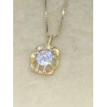 18ct GOLD BRILLIANT CUT DIAMOND PENDANT WITH 14ct GOLD CHAIN