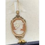 9ct GOLD CAMEO PENDANT & CHAIN