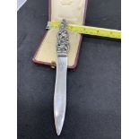 HALLMARKED 830 SILVER LETTER OPENER - CHINESE?