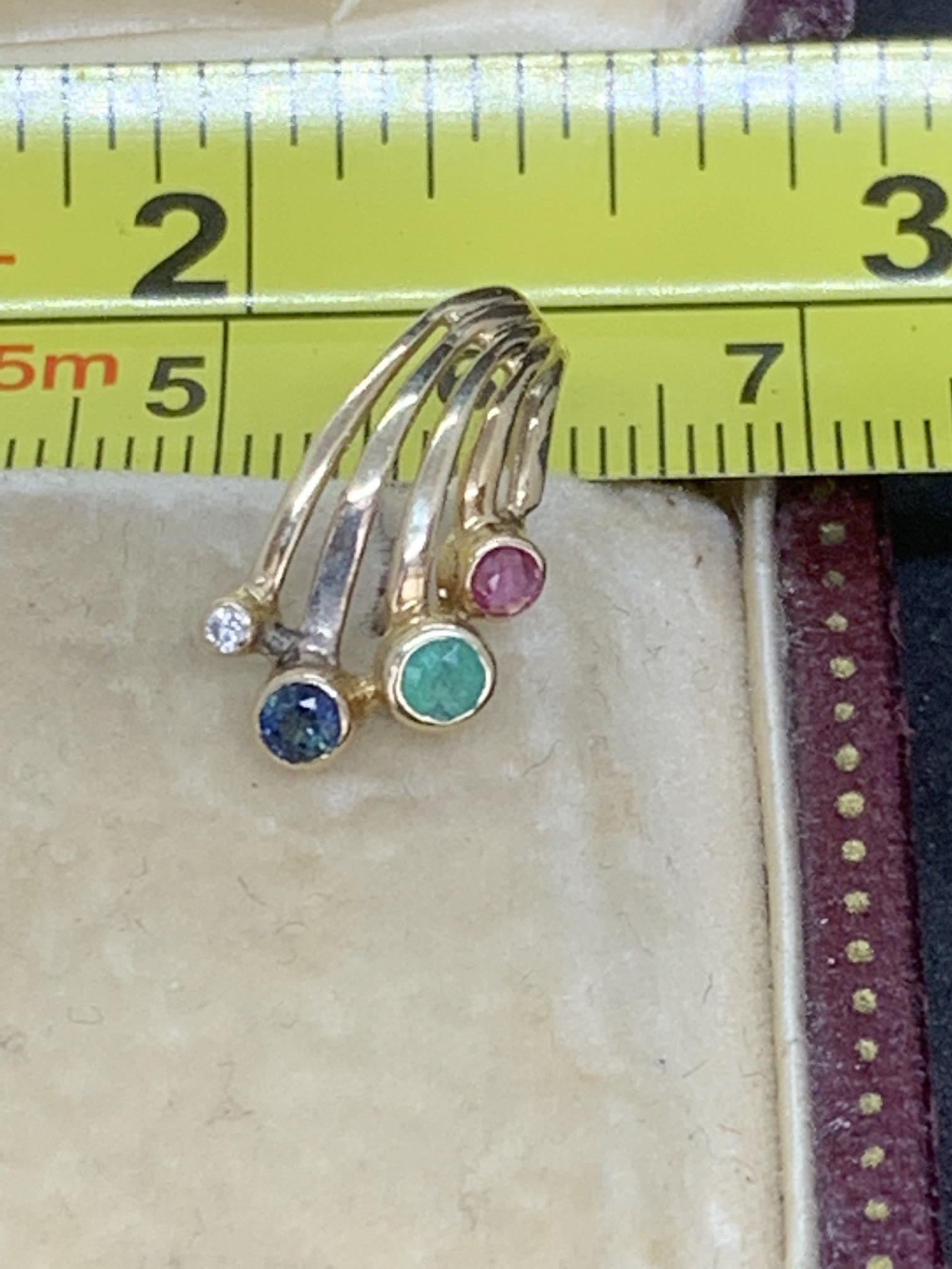 GOLD RUBY EMERALD & SAPPHIRE DIAMOND SET EARRINGS - Image 3 of 4