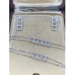 18ct GOLD DIAMOND SET EARRINGS WITH 2 X 18ct GOLD DIAMOND BRACELETS