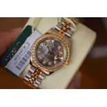 Rolex Datejust 26' 18ct Gold & Steel (Black Pearl Diamond Dial)