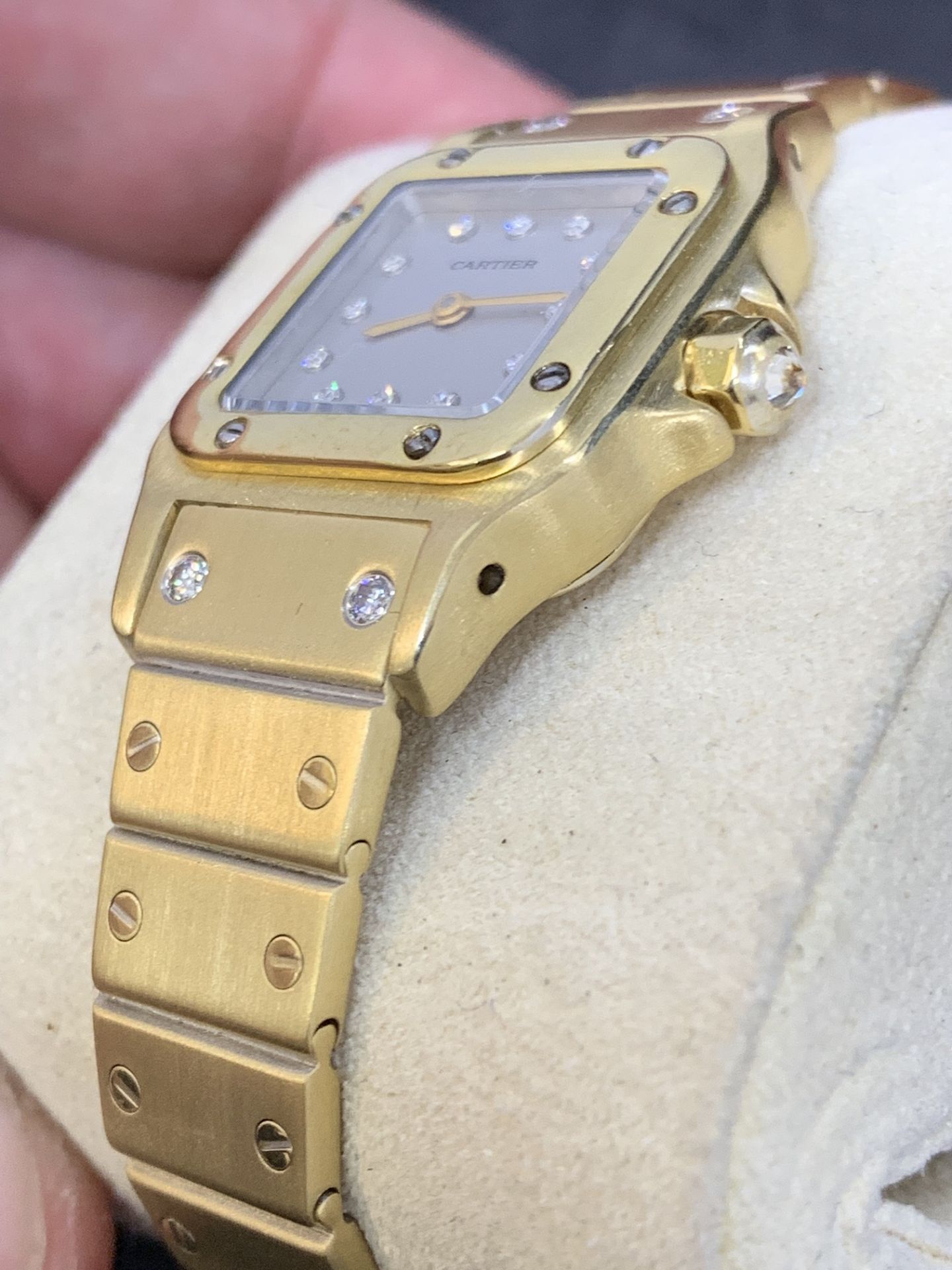 18ct GOLD DIAMOND CARTIER SANTOS WATCH - Image 11 of 15