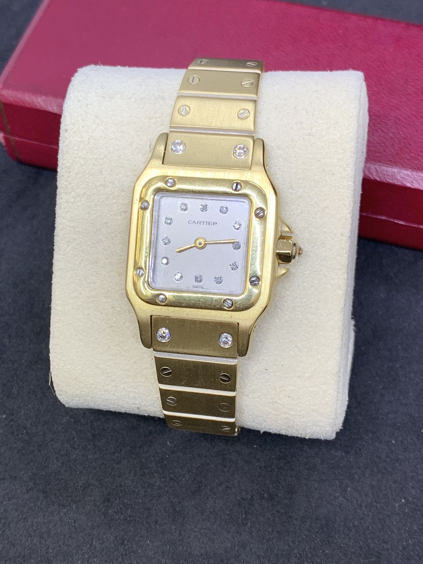 18ct GOLD DIAMOND CARTIER SANTOS WATCH - Image 3 of 15