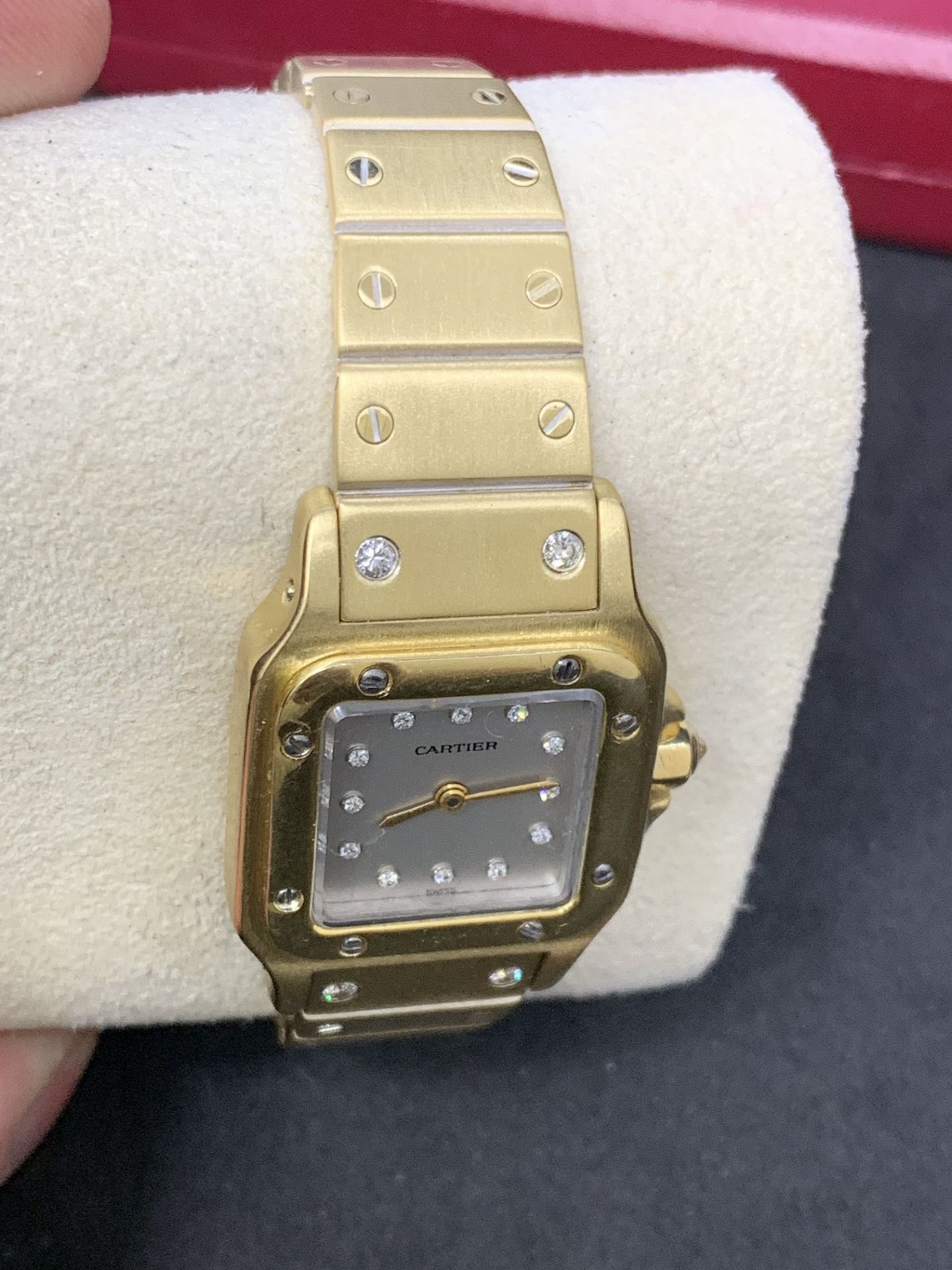 18ct GOLD DIAMOND CARTIER SANTOS WATCH - Image 5 of 15