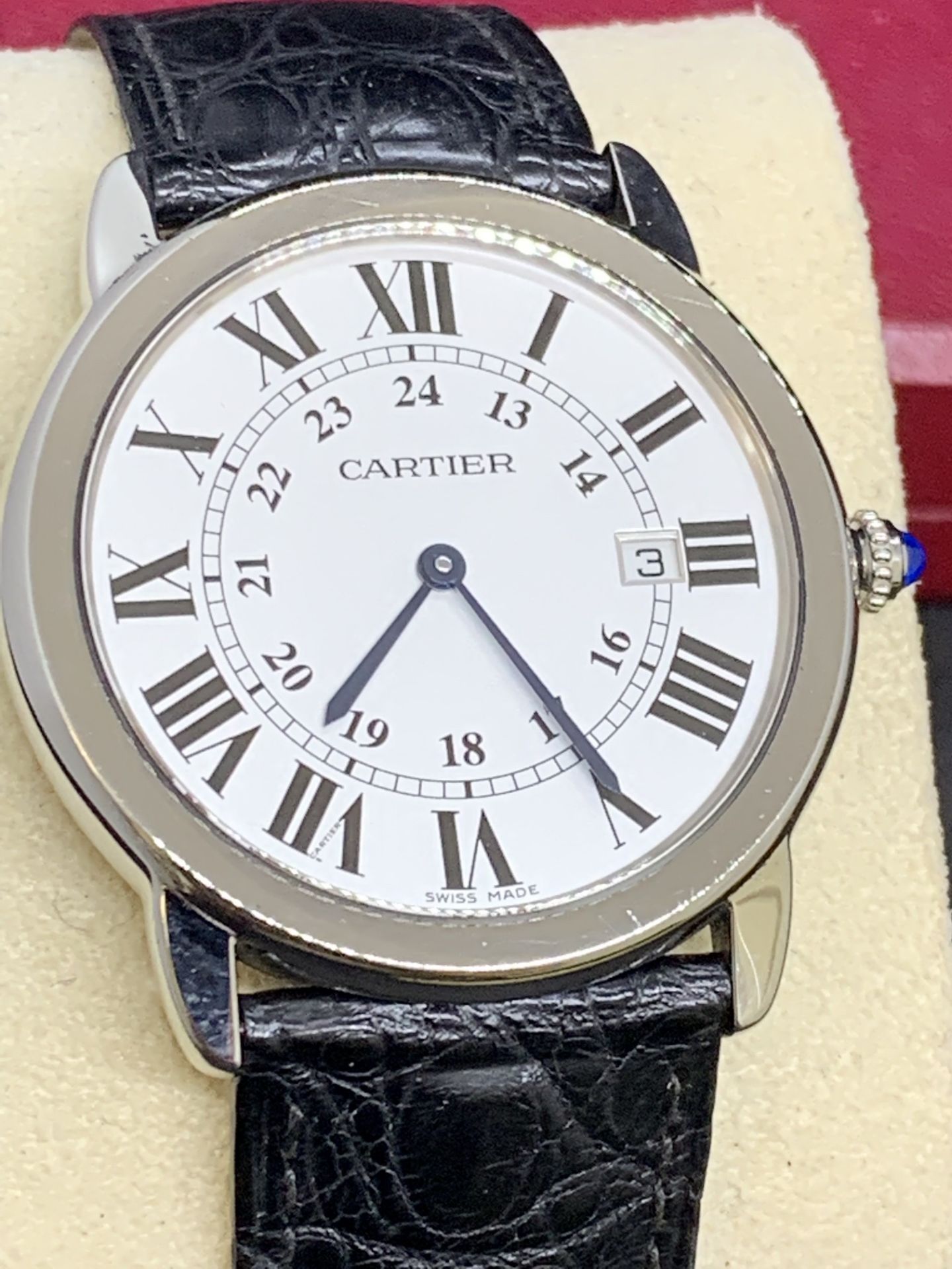 RONDE SOLO DE CARTIER WATCH, 36MM, STEEL, LEATHER