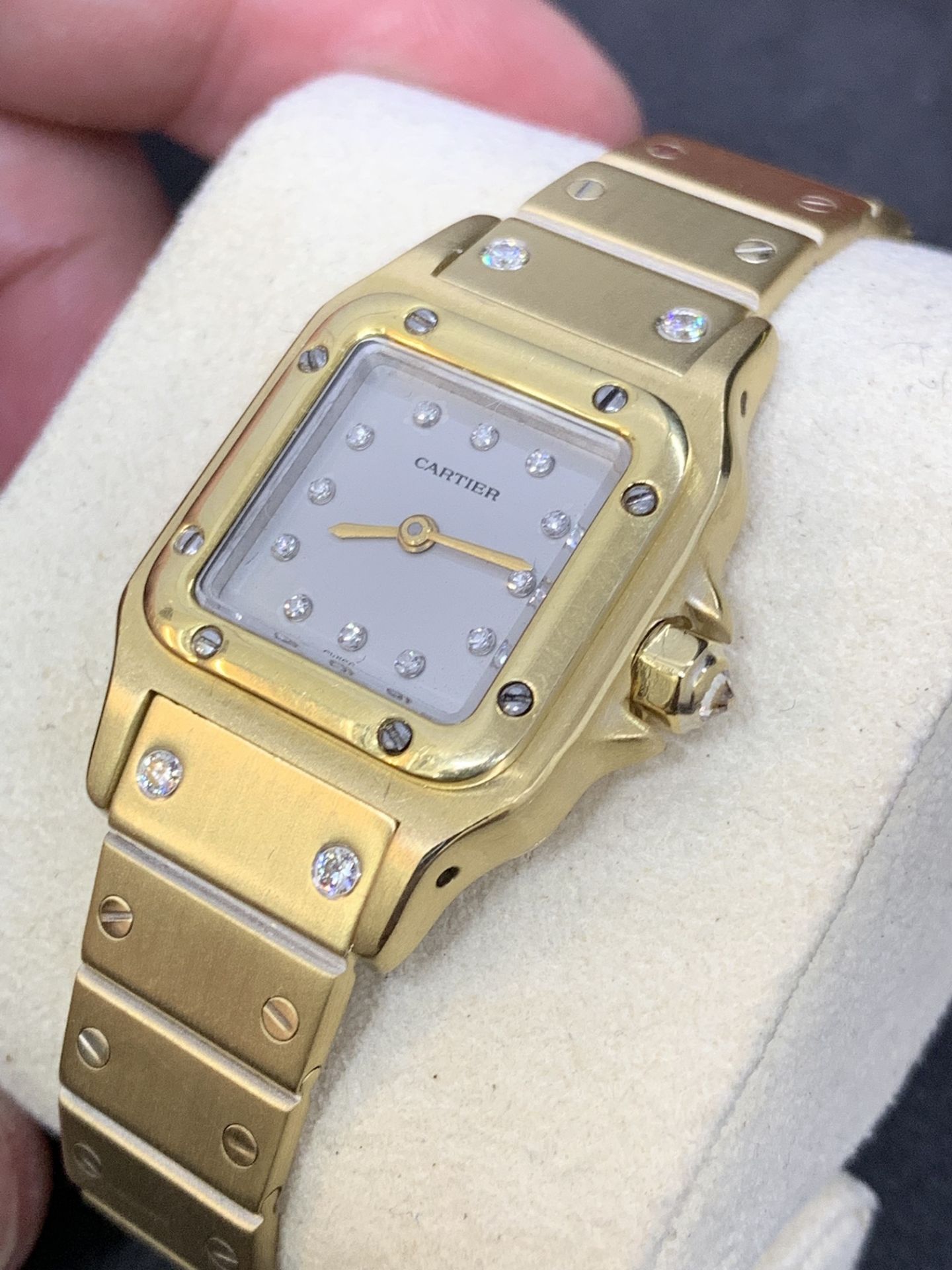 18ct GOLD DIAMOND CARTIER SANTOS WATCH - Image 8 of 15