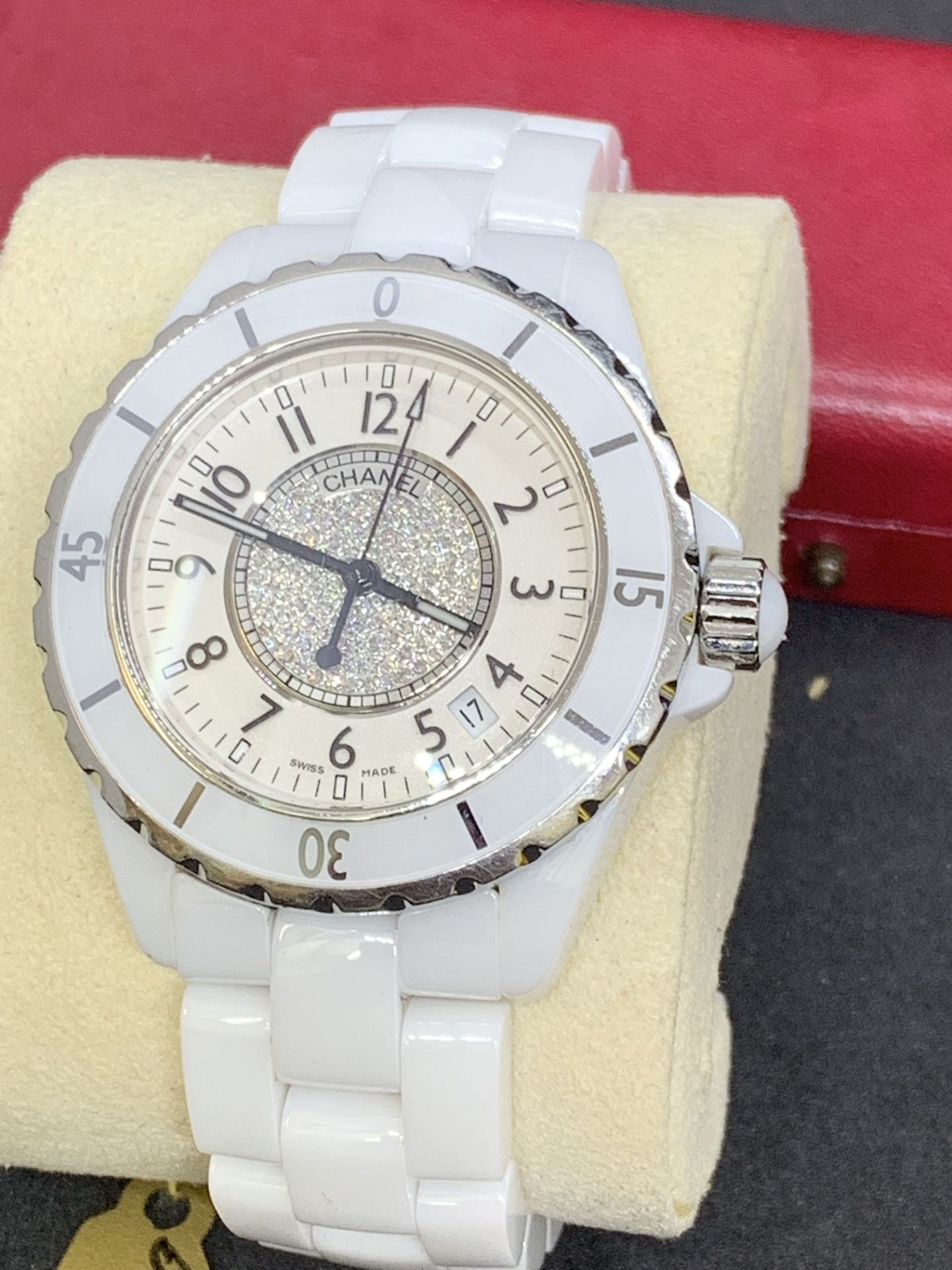 CHANEL J12 CERAMIC DIAMOND SET AUTOMATIC WATCH