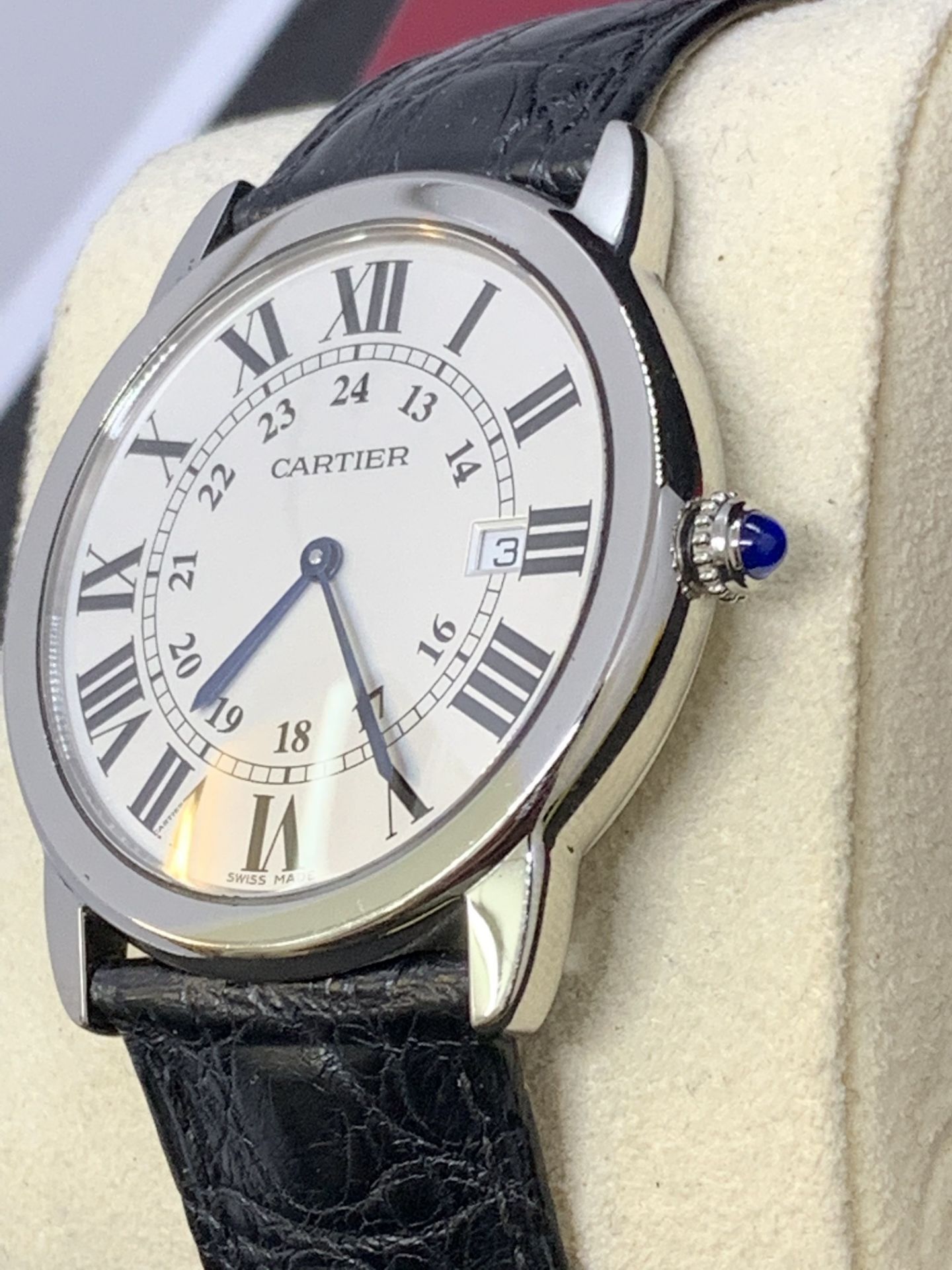 RONDE SOLO DE CARTIER WATCH, 36MM, STEEL, LEATHER - Image 4 of 13