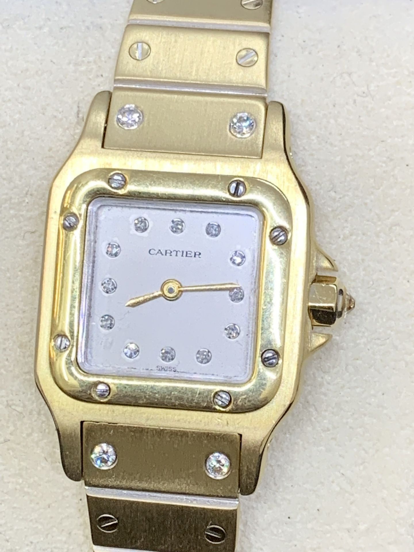 18ct GOLD DIAMOND CARTIER SANTOS WATCH