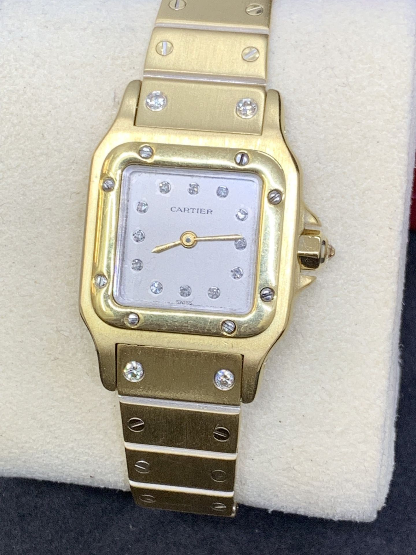 18ct GOLD DIAMOND CARTIER SANTOS WATCH - Image 2 of 15