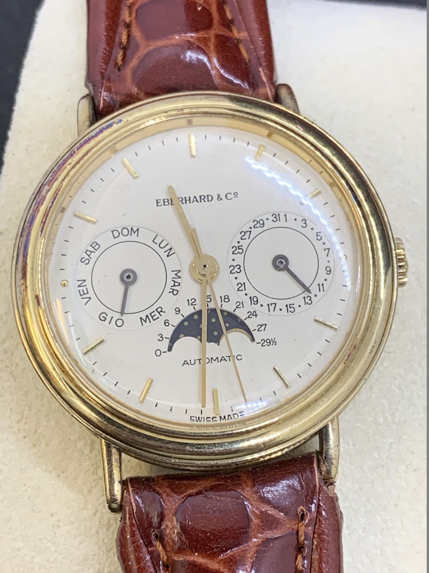 EBERHARD & CO MOONPHASE CALENDAR WATCH - GOLD OVER SILVER 925