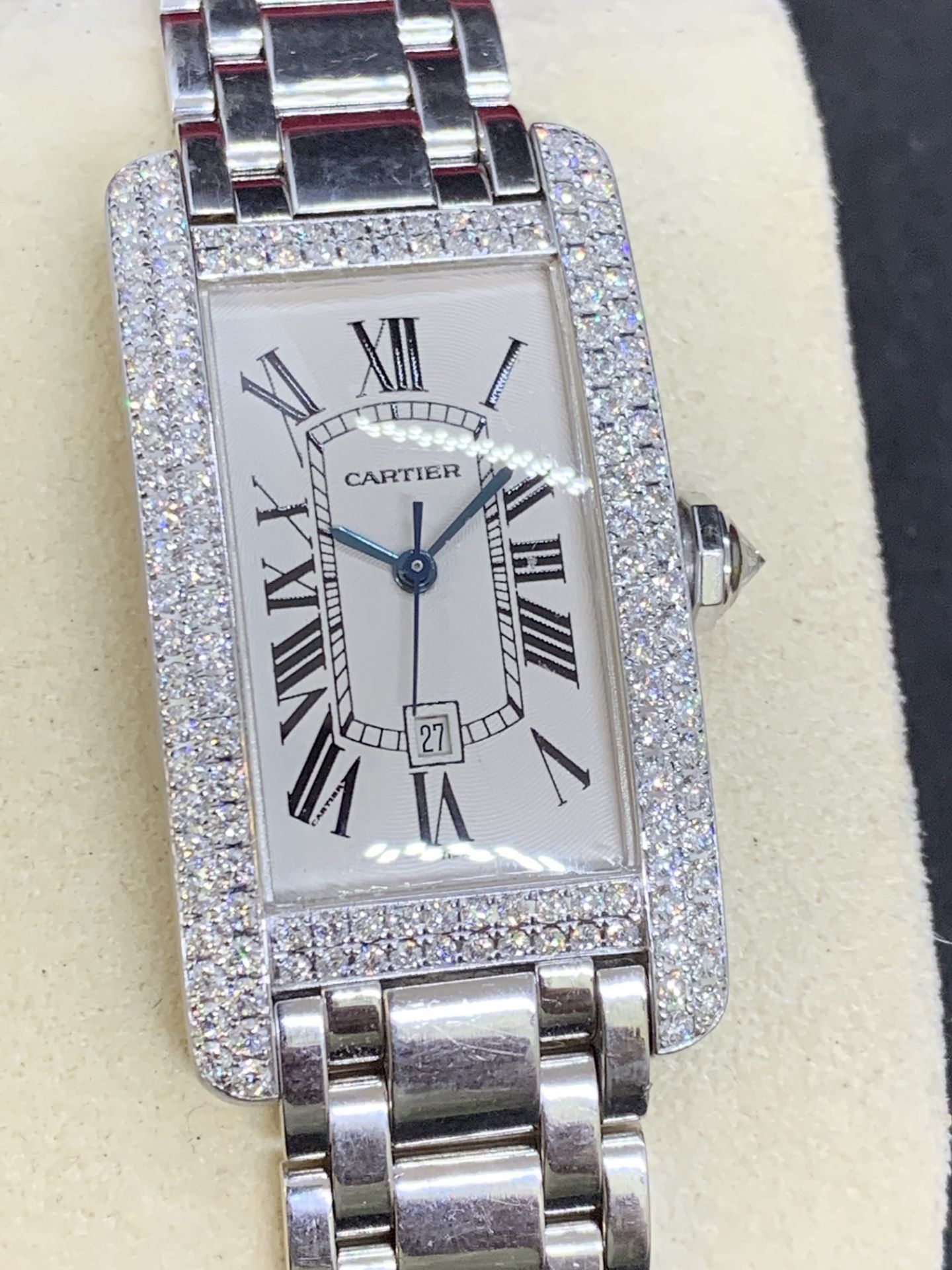 18ct WHITE GOLD GENTS CARTIER DIAMOND WATCH - APPROX 2.5ct DIAMONDS - Image 6 of 10
