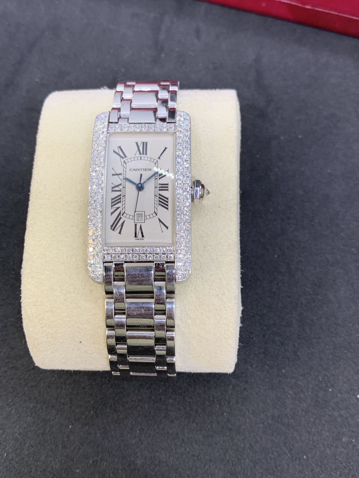 18ct WHITE GOLD GENTS CARTIER DIAMOND WATCH - APPROX 2.5ct DIAMONDS - Image 10 of 10