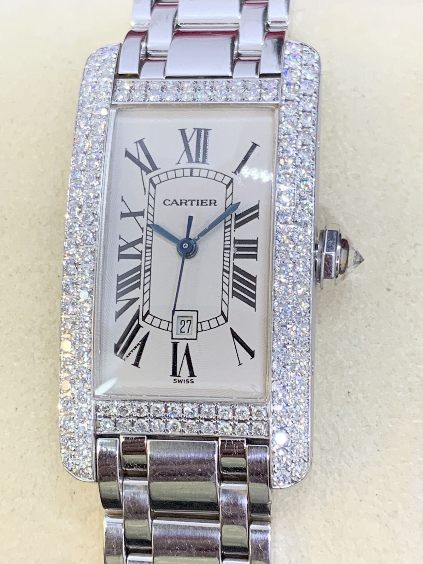 18ct WHITE GOLD GENTS CARTIER DIAMOND WATCH - APPROX 2.5ct DIAMONDS - Image 4 of 10