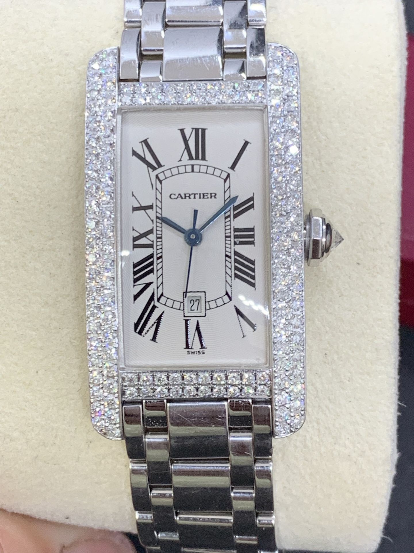 18ct WHITE GOLD GENTS CARTIER DIAMOND WATCH - APPROX 2.5ct DIAMONDS - Image 7 of 10