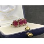 3.00ct RUBY & DIAMOND RING SET IN YELLOW GOLD