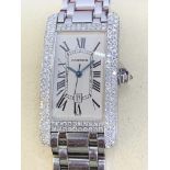 18ct WHITE GOLD GENTS CARTIER DIAMOND WATCH - APPROX 2.5ct DIAMONDS