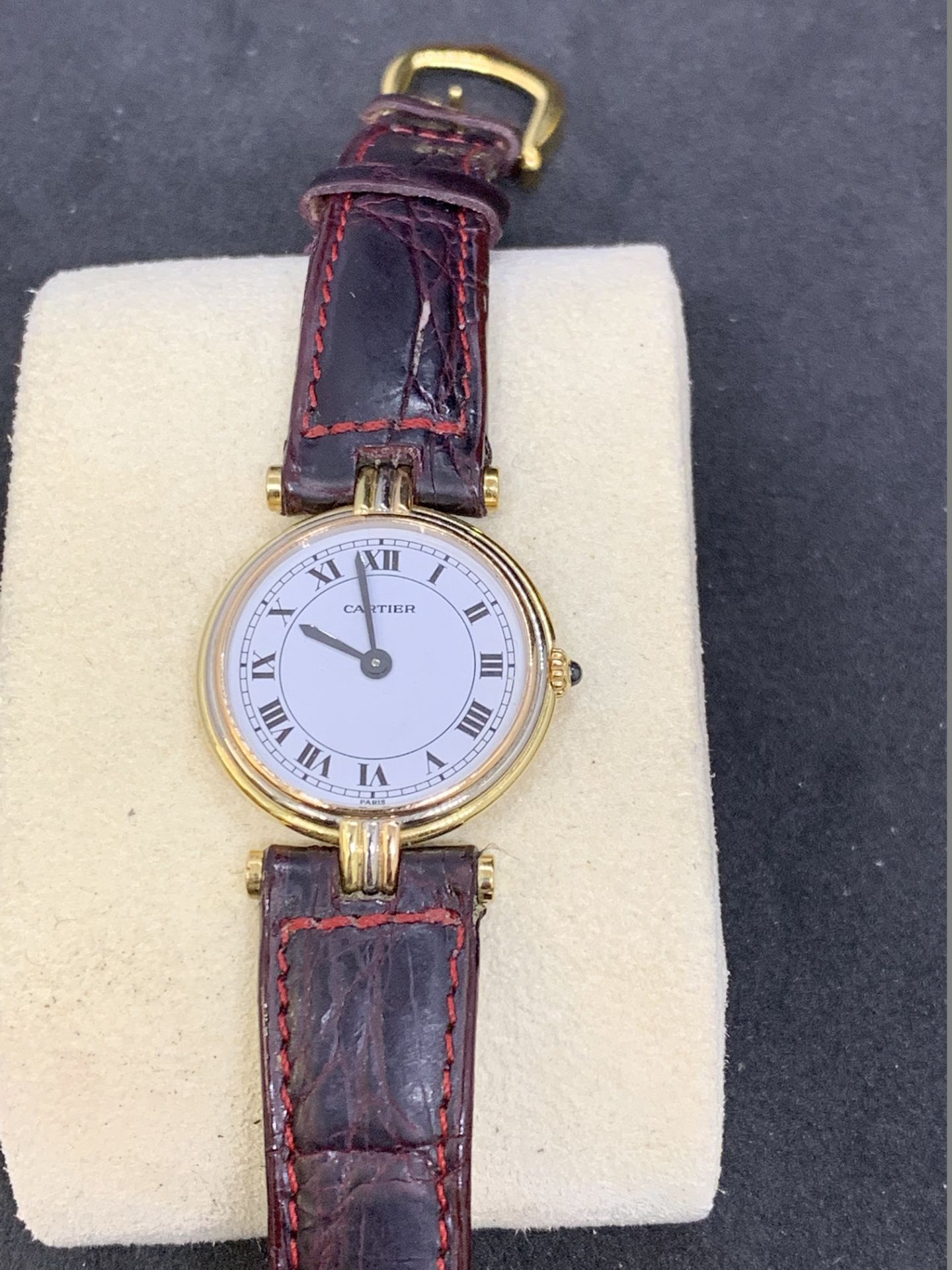 CARTIER 18ct GOLD WATCH ON LEATHER STRAP - Image 2 of 5