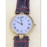 CARTIER 18ct GOLD WATCH ON LEATHER STRAP