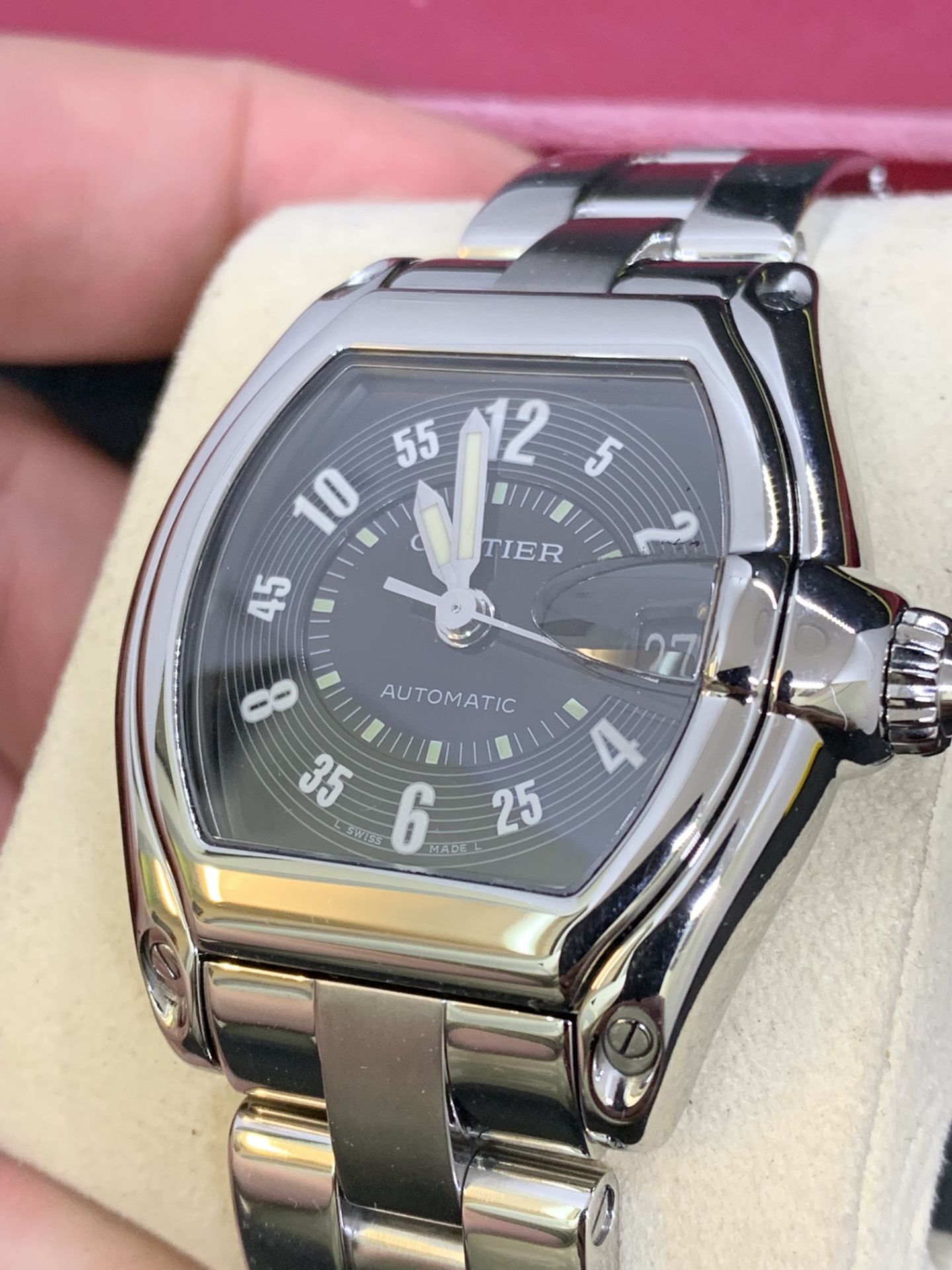 CARTIER ROADSTER AUTOMATIC STAINLESS STEEL WATCH