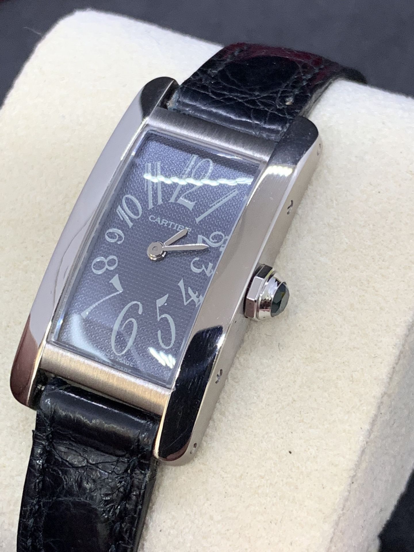 18ct WHITE GOLD CARTIER AMERICAN TANK WATCH - Image 4 of 8